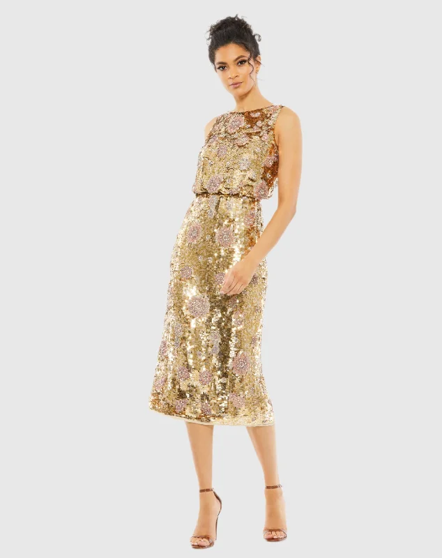 Hand Beaded High Neck Midi Dress - FINAL SALE