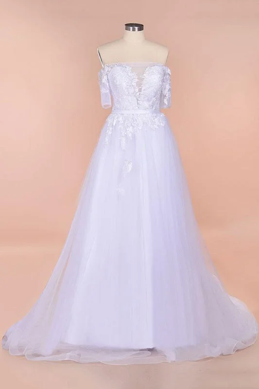 A-line Off-the-shoulder Appliques Wedding Dress