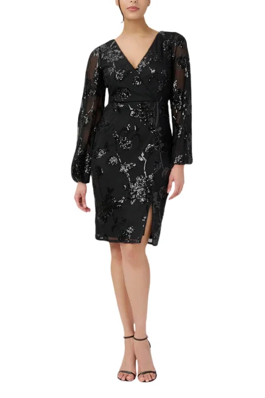 Adrianna Papell AP1E210109 - Sequined Surplice V-Neck Cocktail Dress