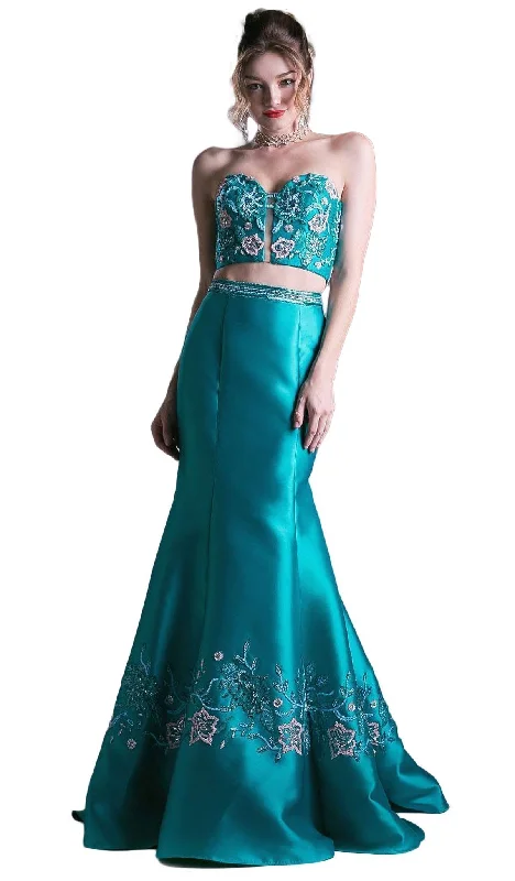 Cinderella Divine - Two Piece Strapless Embellished Mermaid Dress