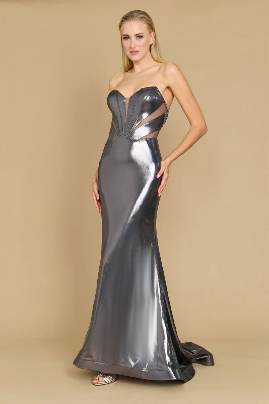 Dylan & Davids Long Corset Mermaid Formal Prom Dress Charcoal