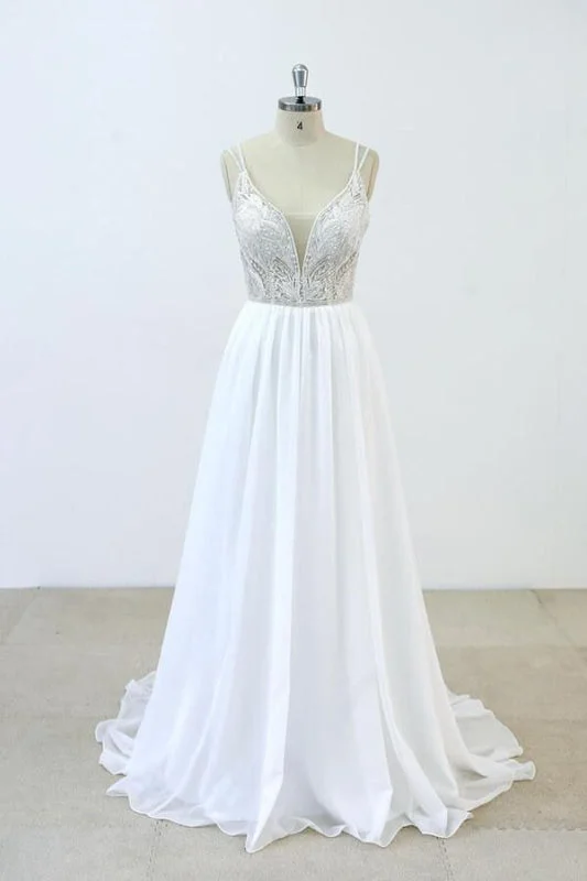 Elegant Beading Chiffon A-line Wedding Dress