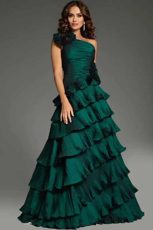 Jovani 37065 Ruffle Long with Floral Formal Evening Dress