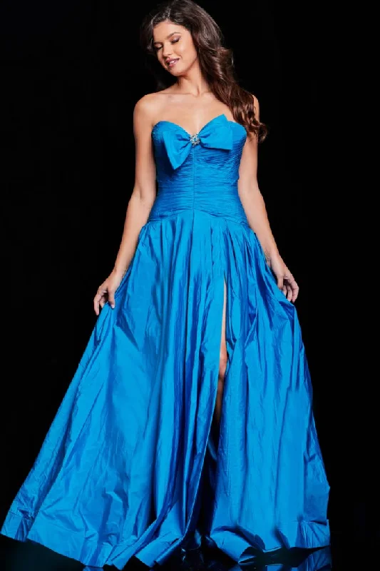 Jovani 37066 Long Pleated Formal Slit Evening Dress