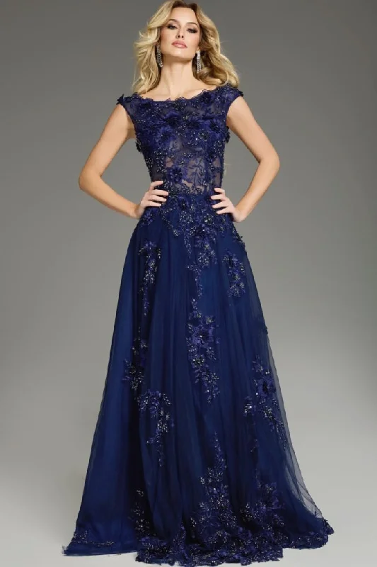 Jovani 37070 A Line Long Formal Flora Evning Dress