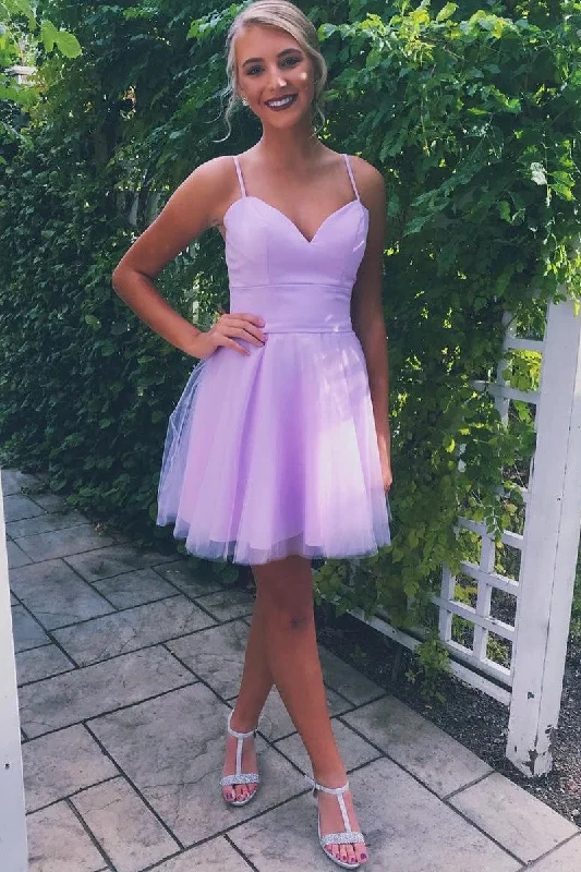 Lilac Sweetheart Homecoming Gowns with Tulle Skirt