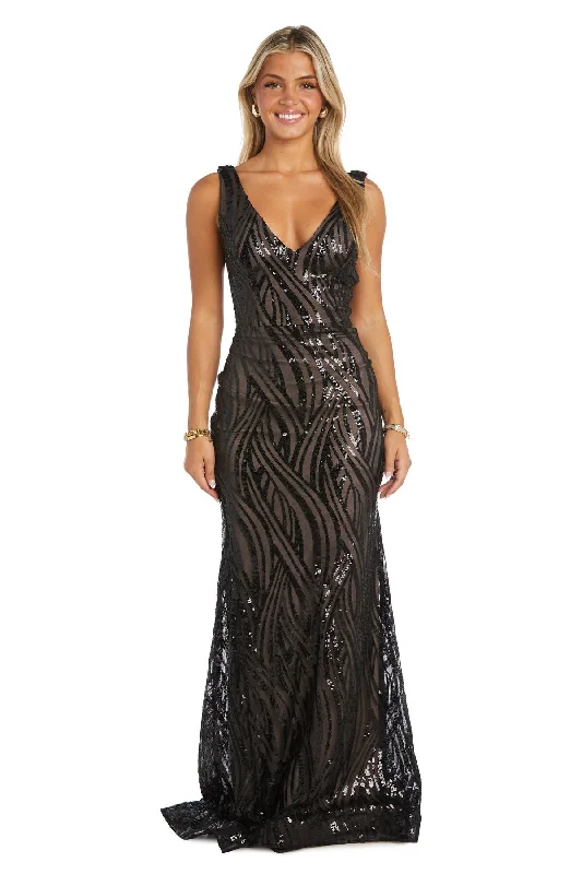 R&M Richards 10120M Long Sequin Formal Evening Dress