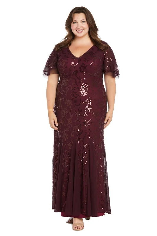 R&M Richards 3215W Floral Sequin Long Formal Plus Size Dress