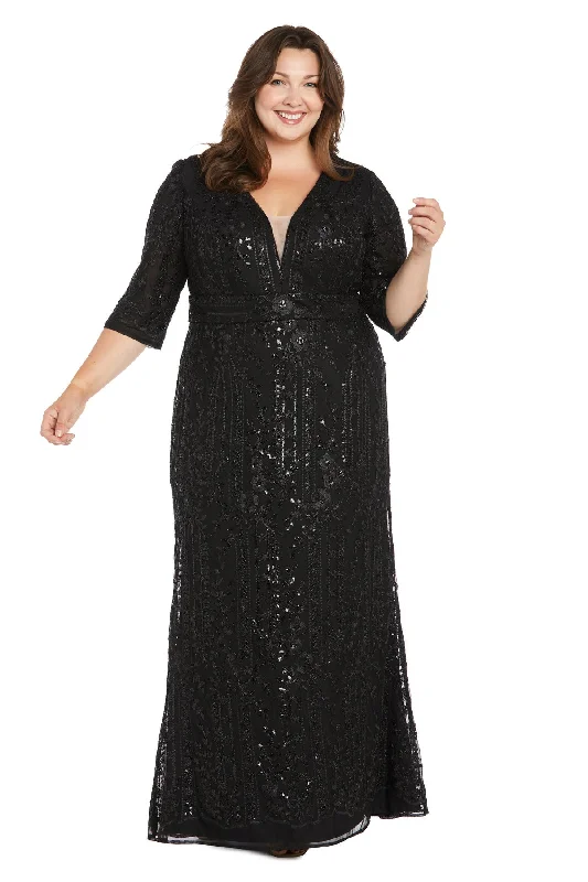 R&M Richards 3273W Long Formal Metallic Plus Size Dress