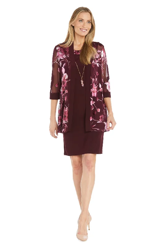 R&M Richards 3296 Short Floral Print Mother of the Bride Jacket Dress