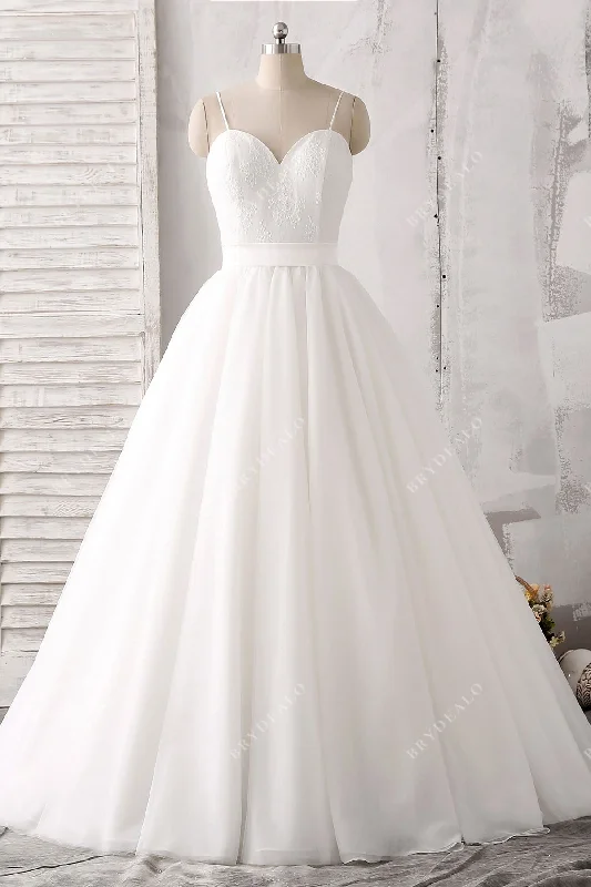 Classic Satin Ballgown Wedding Dress with Flower Lace