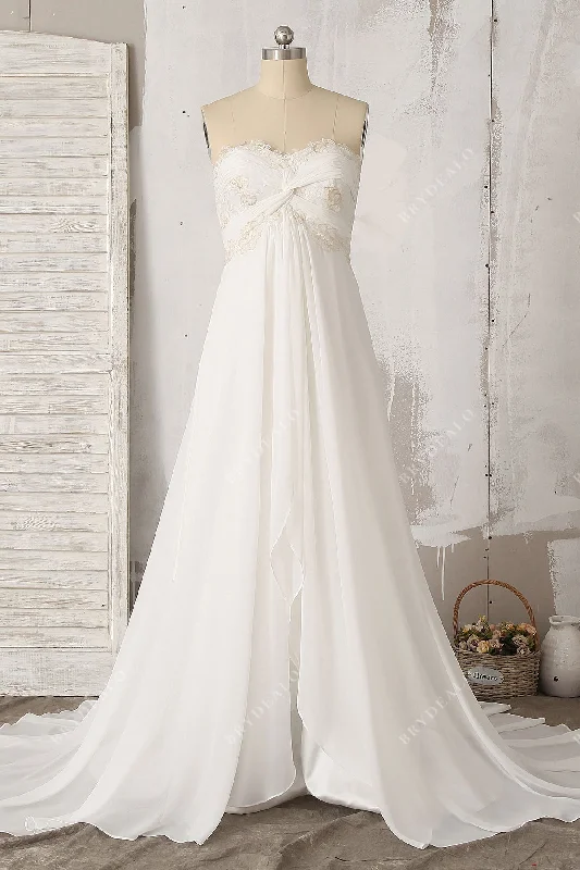 Chic Empire Chiffon Maternity Beach Wedding Dress in A-line