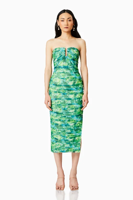 Larkspur Fitted Midi Dress In Green