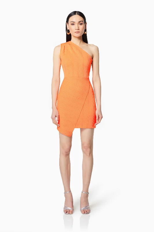 Thriving Textured Mini Dress In Orange