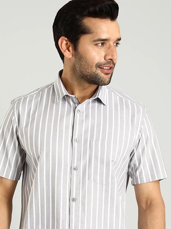 Men Striped Half Sleeve Cotton Shirt