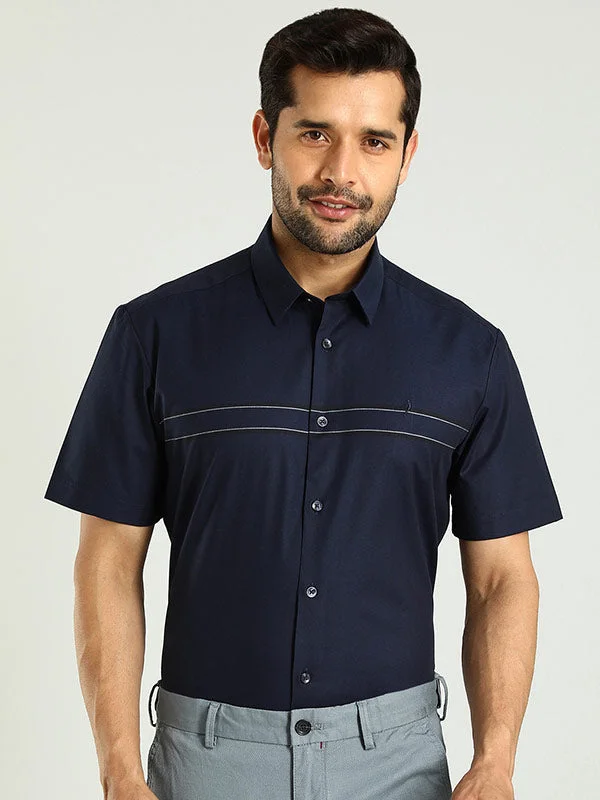 Men Striped Half Sleeve Cotton Shirt