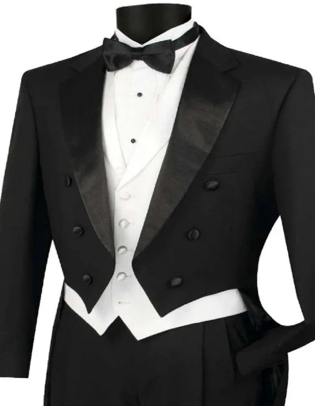 Black Tuxedo - Vested Tail Mens Wedding Suit - Black Prom Suit