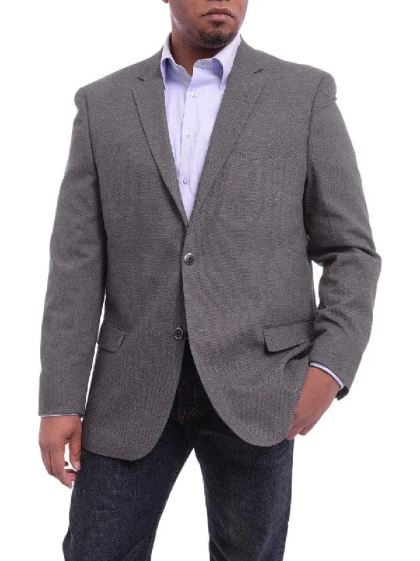 Caravelli Classic Fit Gray Hopsack Weave Two Button Stretch Blazer Sportcoat