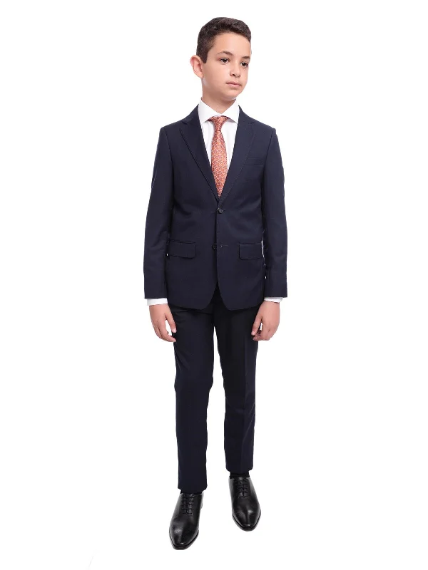 T.O. Boy's Solid Navy Blue Husky Fit Blazer Sportcoat