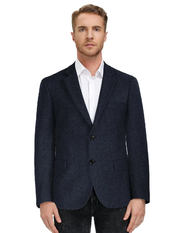 Men Two Buttons Blazer Coat Long Sleeve Notch Lapel Wool Blends Casual Coat