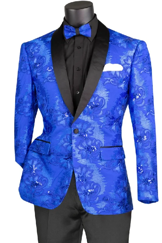 Mens Royal Blue Tuxedo - Mens Slim Fit Shiny Floral Sequin Prom Tuxedo Royal Blue Dinner Jacket