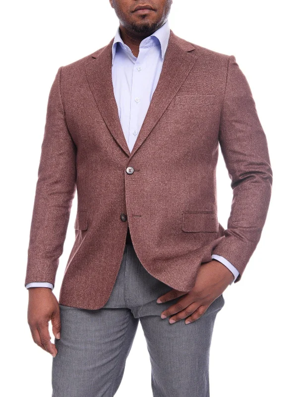 Napoli Slim Fit Brown Herringbone Half Canvassed Wool Cashmere Blazer Sportcoat