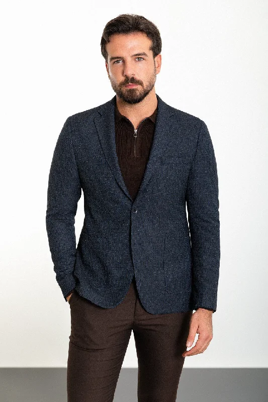 Bojoni Torretta Slim Fit Navy Dot Blazer