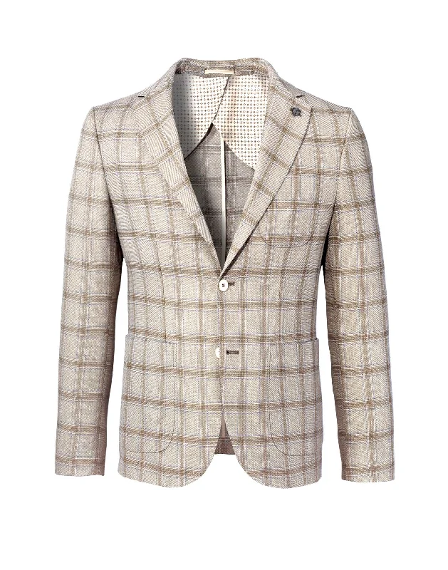 Veste casual carreaux beige