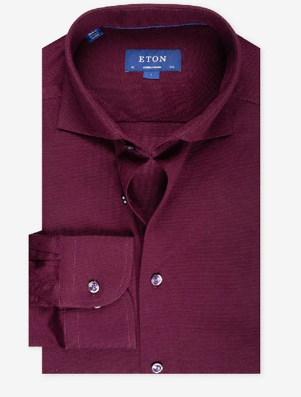 Burgundy Pique Contemporary Shirt