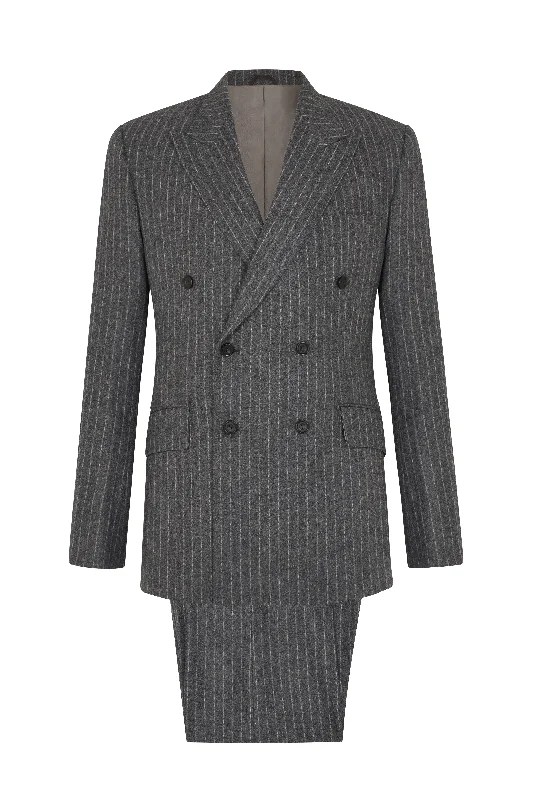 Grey Chalk Stripe Double Breasted Suit