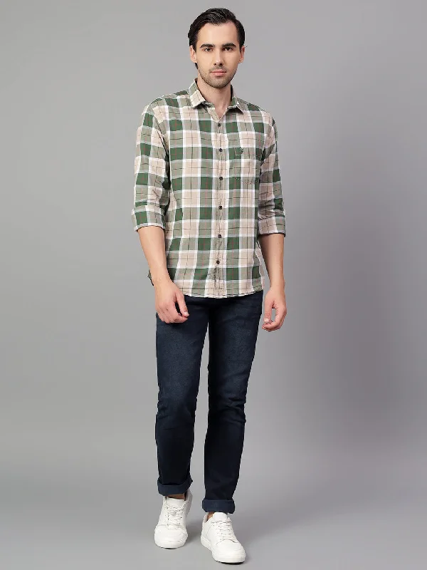 Men's Green Checked Full Sleeve Casual Shirt