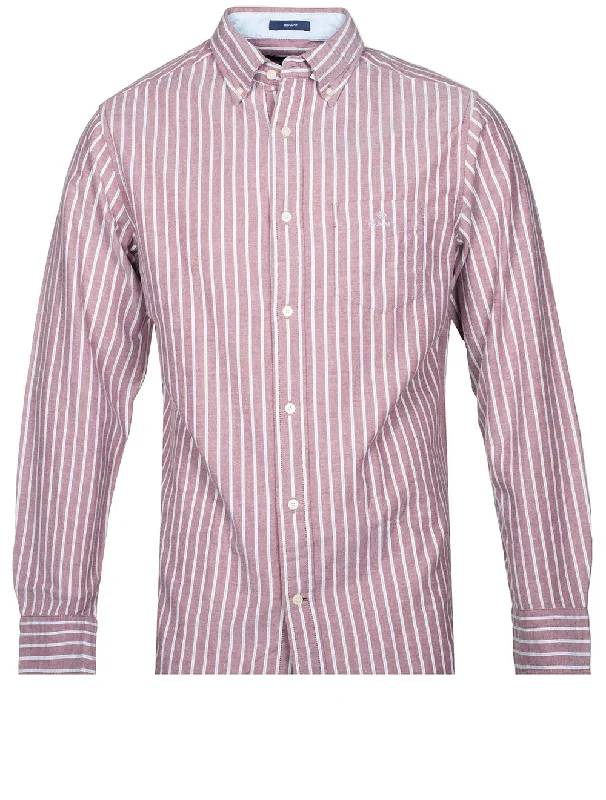 Regular Fit Light Oxford Stripe Shirt Cabernet Red