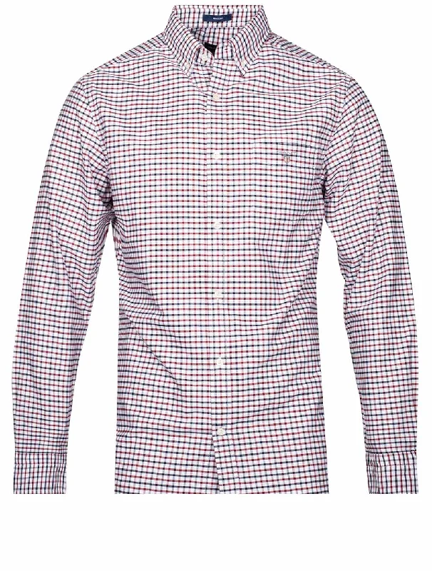 Regular Fit Tattersall Oxford Shirt Cabernet Red