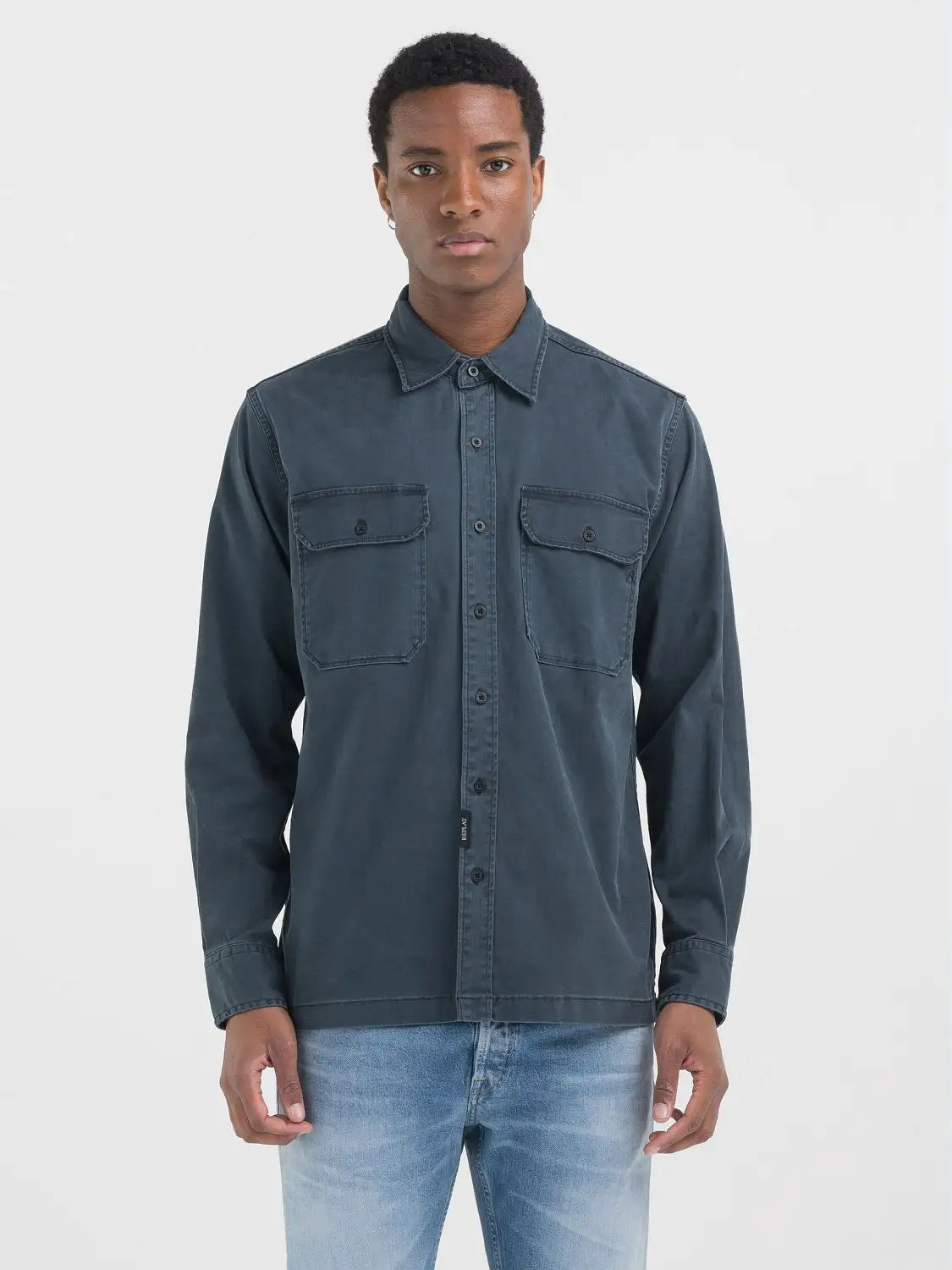 ID24986-Replay Washed Navy Shirt