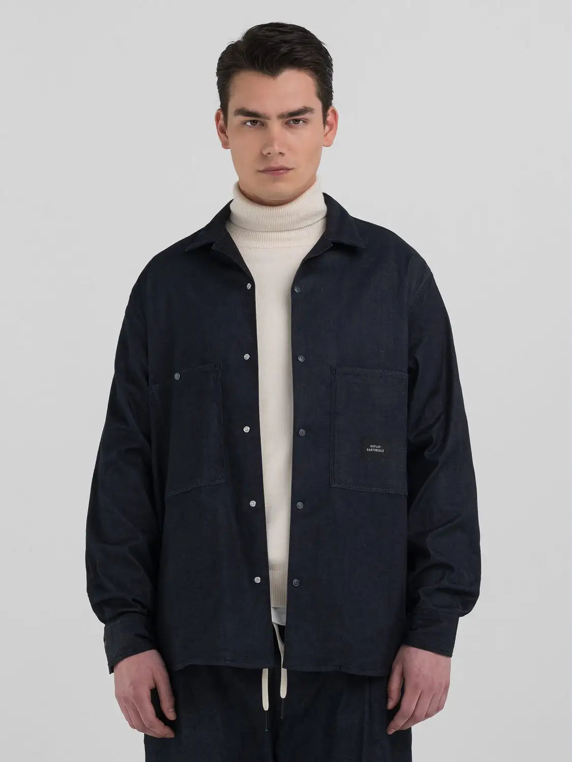 ID24994-Replay Sartoriale Dark Indigo Denim Shirt