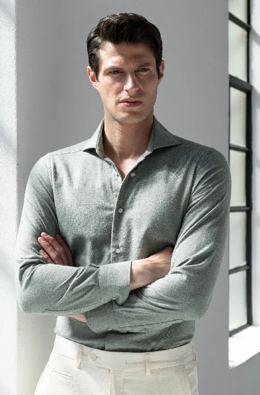 Sage cashmere and cotton shirt - Made in Italy