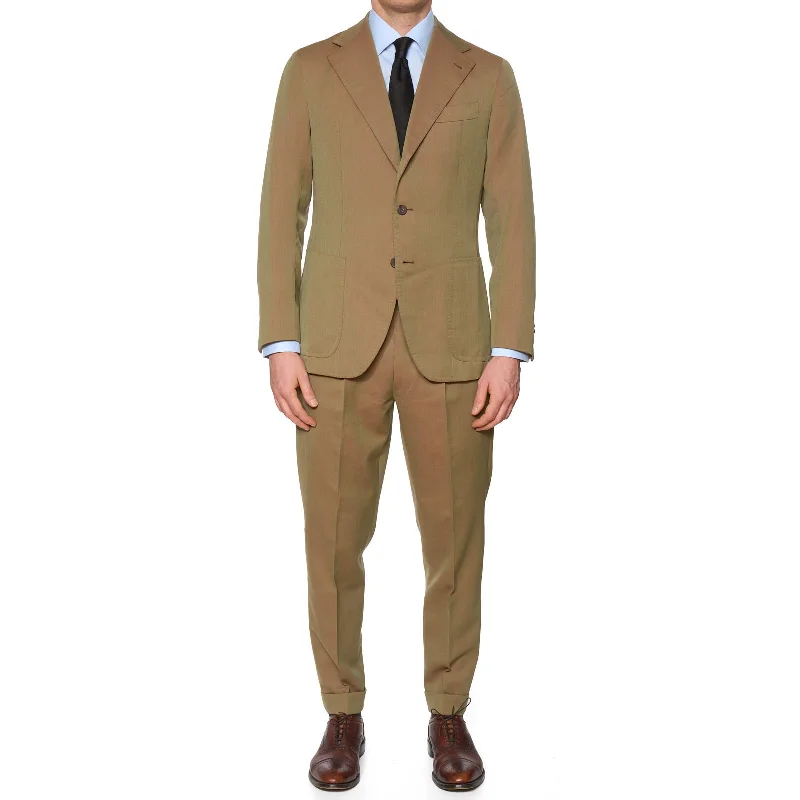 SARTORIA SOLITO Handmade Bespoke Beige Solaro Wool Suits EU 48 US 38