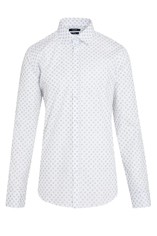 Slim Fit Printed Cotton Gray Casual Shirt