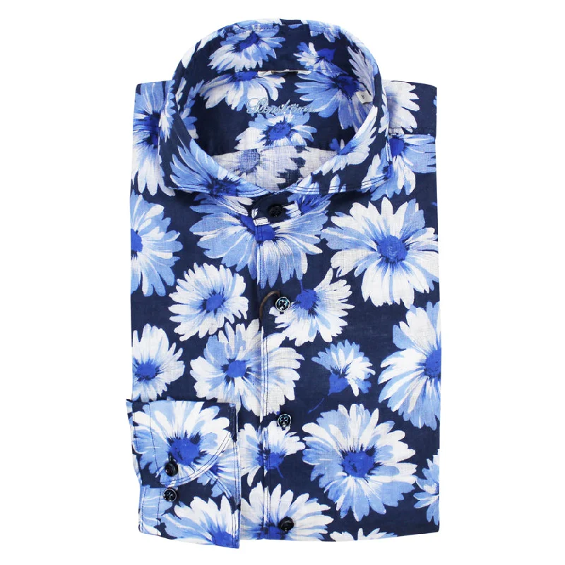 Stenstroms - Casual Slimline Floral Shirt in Navy