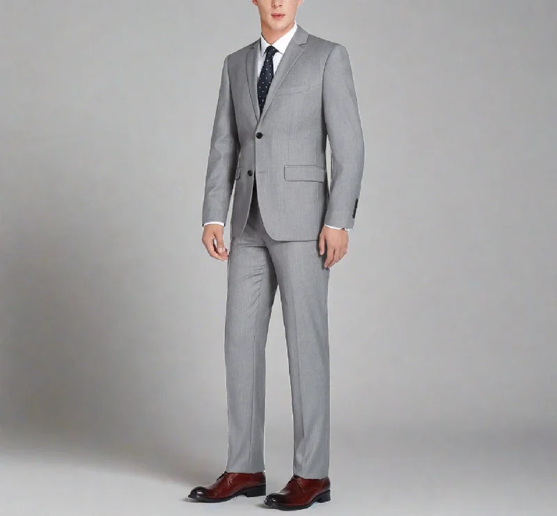 Super 140s Wool 2-Button CLASSIC FIT Suit in Grey (Short, Regular, and Long Available) by Renoir