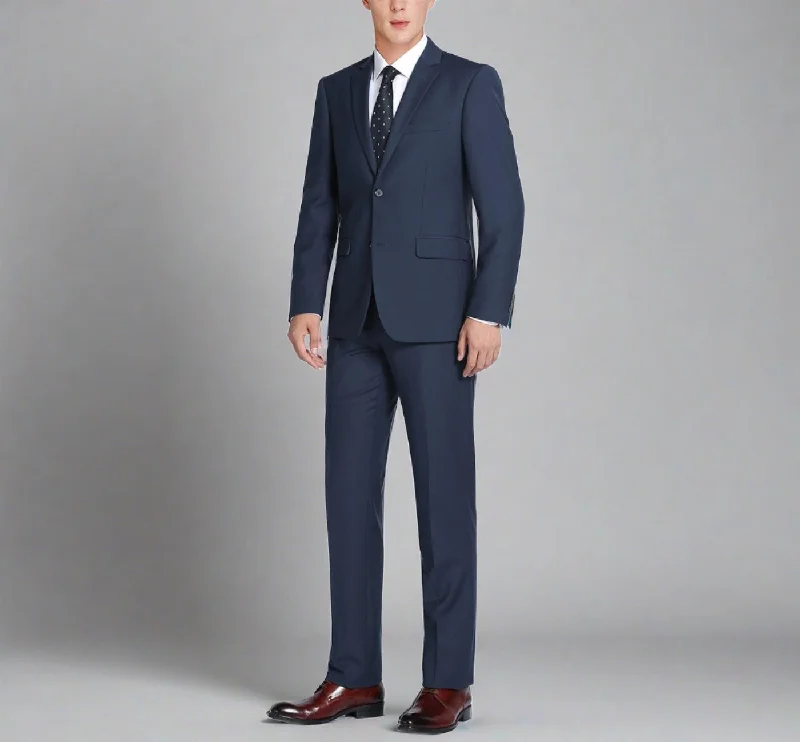 Super 140s Wool 2-Button CLASSIC FIT Suit in Navy (Short, Regular, and Long Available) by Renoir