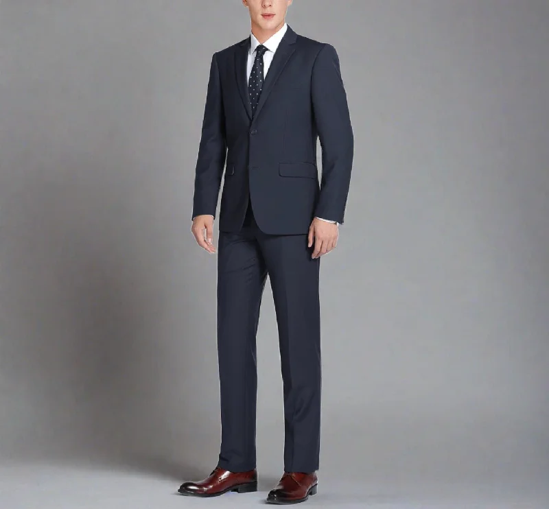 Super 140s Wool 2-Button SLIM FIT Suit in Dark Navy (Short, Regular, and Long Available) by Renoir