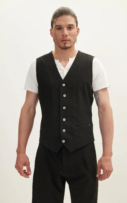 Waffle Stretch Beach day Vest - Black