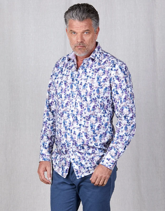 Barbican Purple & Navy Floral Shirt