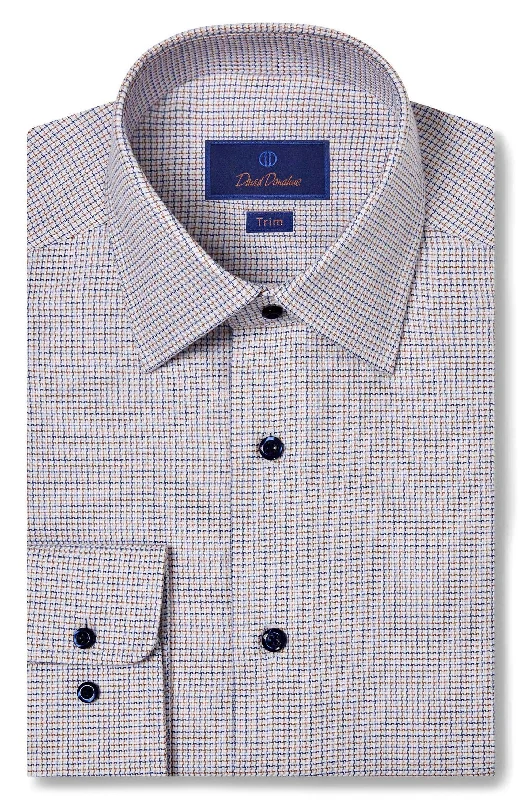 David Donahue - Blue/Chocolate Micro Dobby Dress Shirt