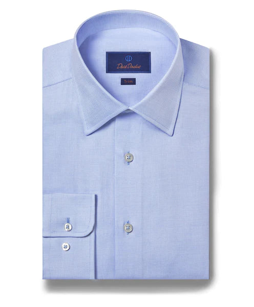 David Donahue - Light Blue Dobby Weave Dress Shirt - Trim Fit