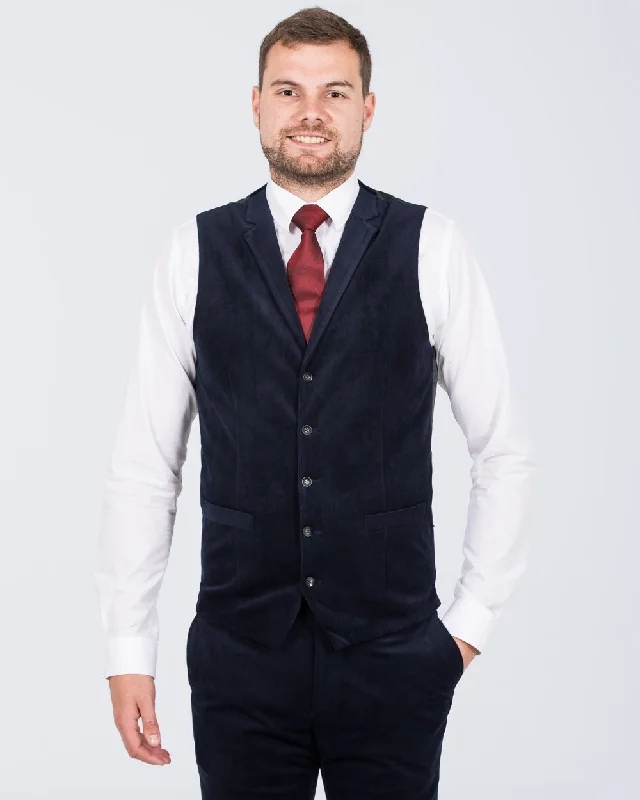 Skopes Atkinson Slim Fit Tall Cord Suit Waistcoat (navy)