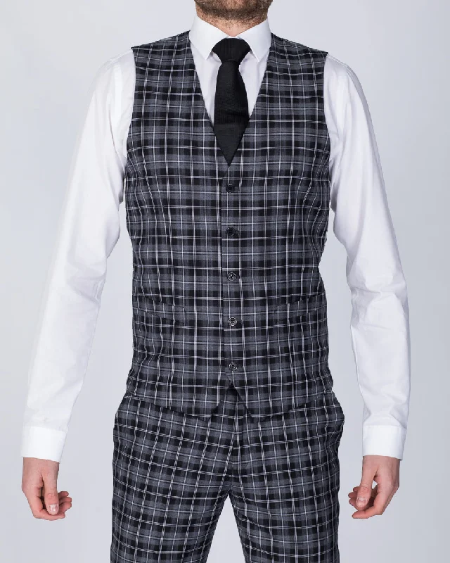 Skopes Kiefer Slim Fit Tall Suit Waistcoat (black/grey check)