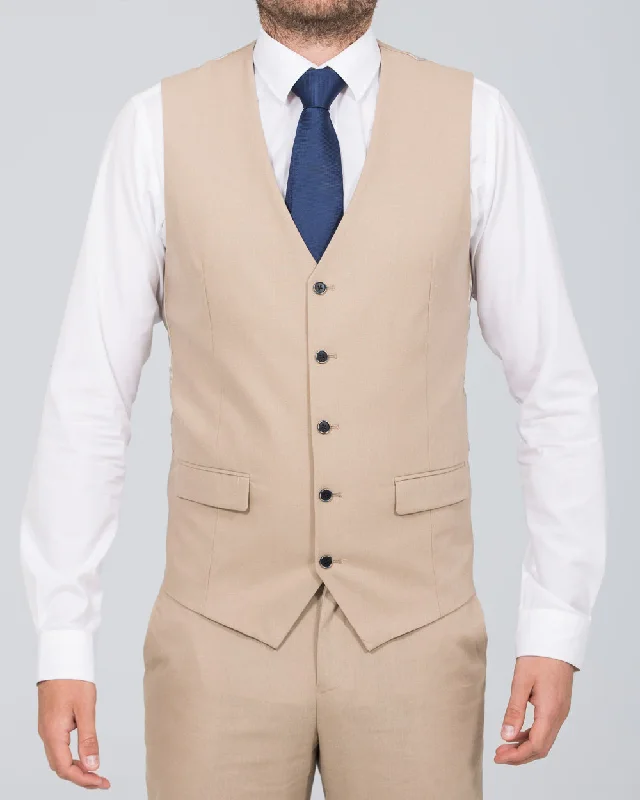 Skopes Tuscany Slim Fit Linen Blend Waistcoat (stone)