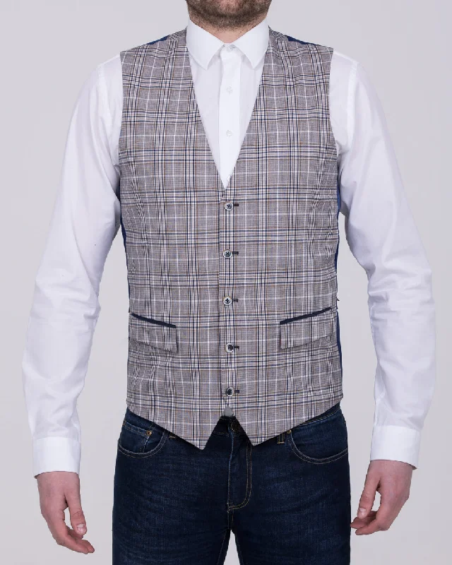 Skopes Whittington Slim Fit Tall Checked Waistcoat (stone/navy)